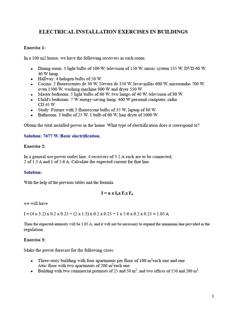 Electrical Installation Exercises Guide | PDF