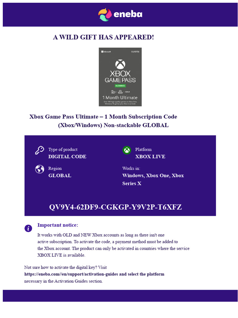 Xbox Game Pass Ultimate - 1 Month Subscription Code (Xbox - Windows ...
