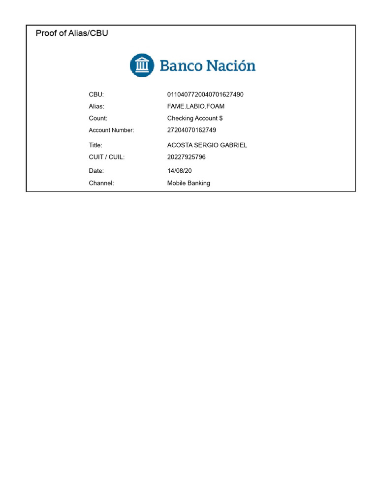 Proof of CBU and Alias Information | PDF