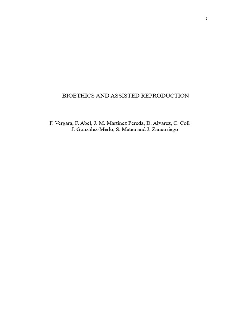 Bioethics and Assisted Reproduction | PDF | In Vitro Fertilisation ...