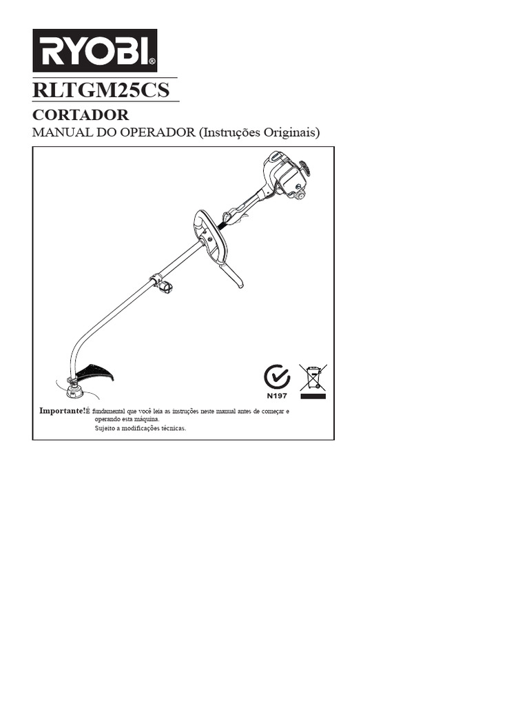 Manual do Operador do Cortador RLTGM25CS | PDF | Motores | Parafuso