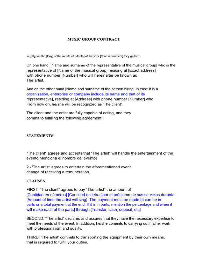 Music Group Performance Agreement | PDF | Business Law | Private Law