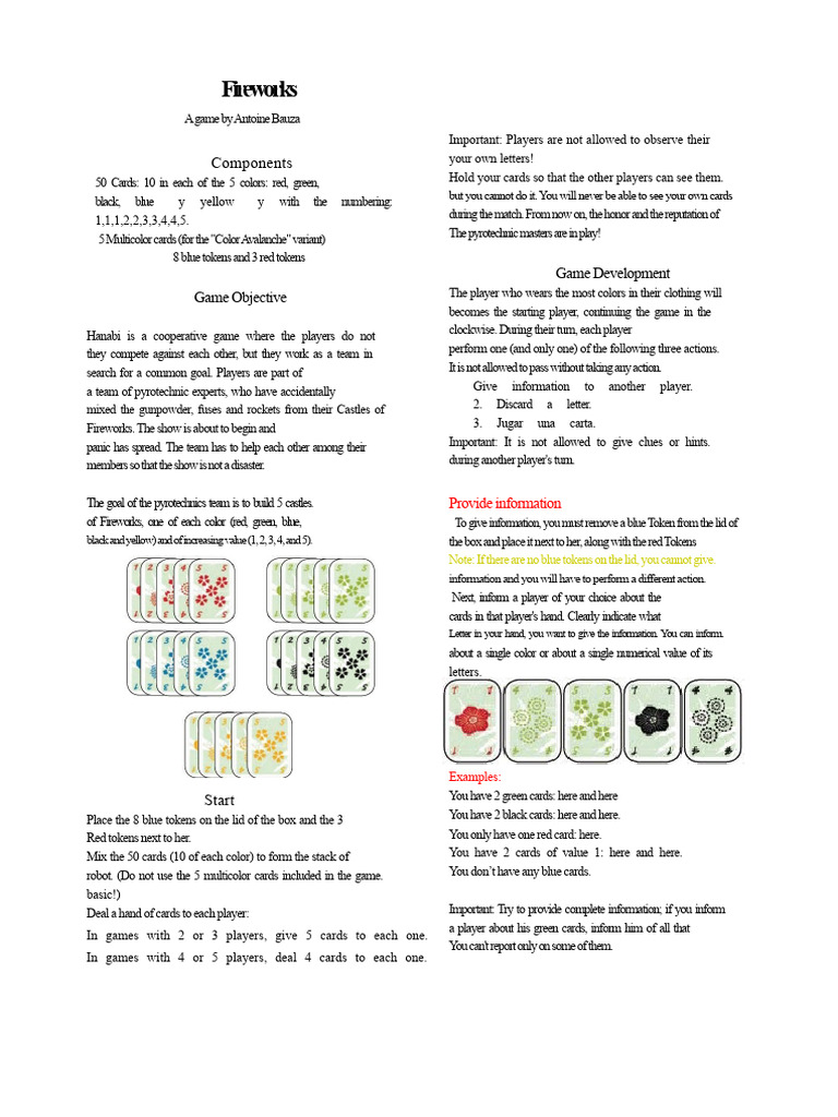 Fireworks Game Rules and Strategy Guide | PDF | Fireworks | Pyrotechnics
