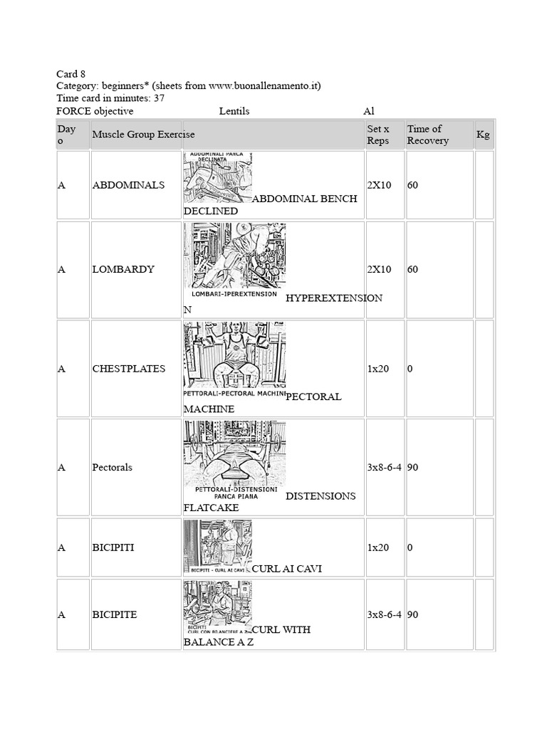 Gym Sheet | PDF | Physical Exercise | Musculoskeletal System