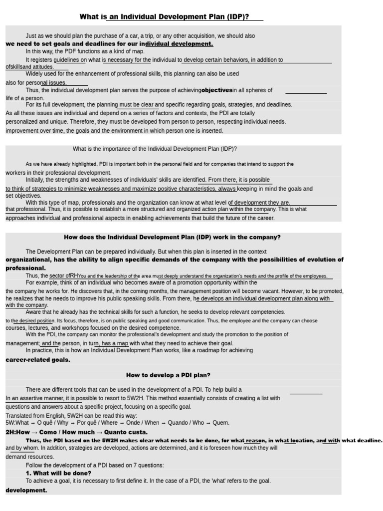 PDI (Individual Development Plan) | PDF | Goal | Motivational