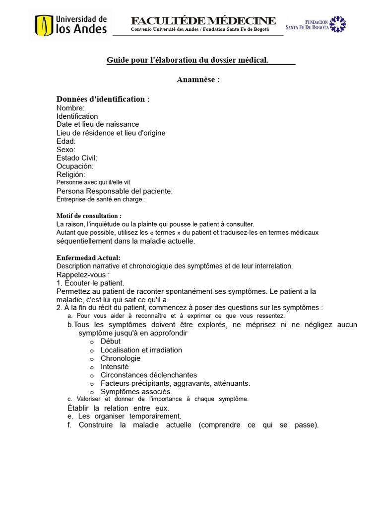 Guide d'élaboration du dossier médical | PDF | Sommeil | Diagnostic médical
