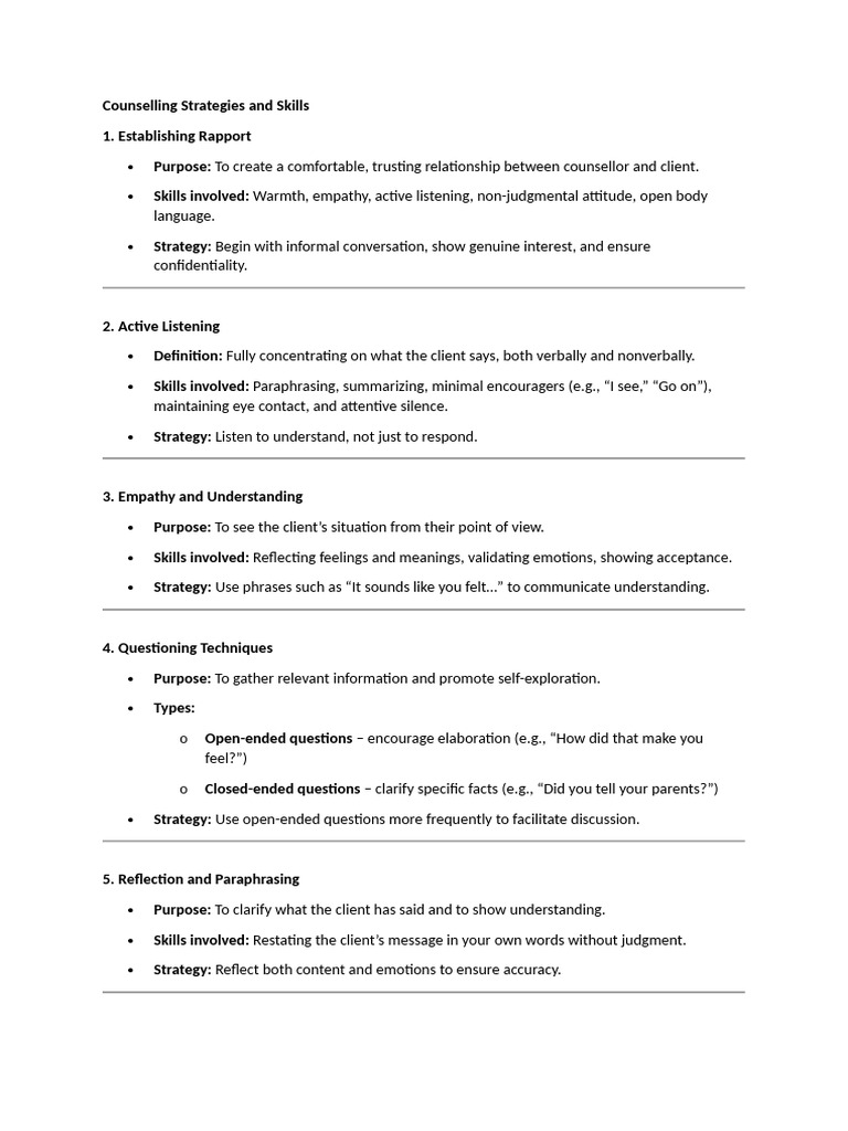 Effective Counselling Strategies and Skills | PDF | Communication ...