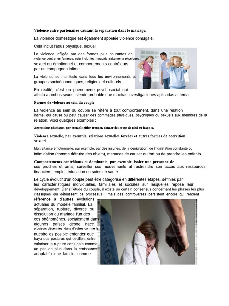Violence conjugale et séparation maritale | PDF | La violence ...
