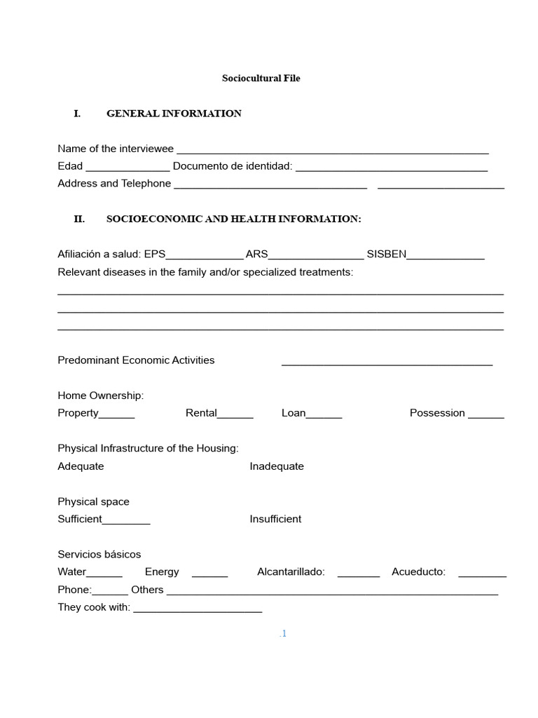 Sociocultural Family Profile Template | PDF | Social Psychology