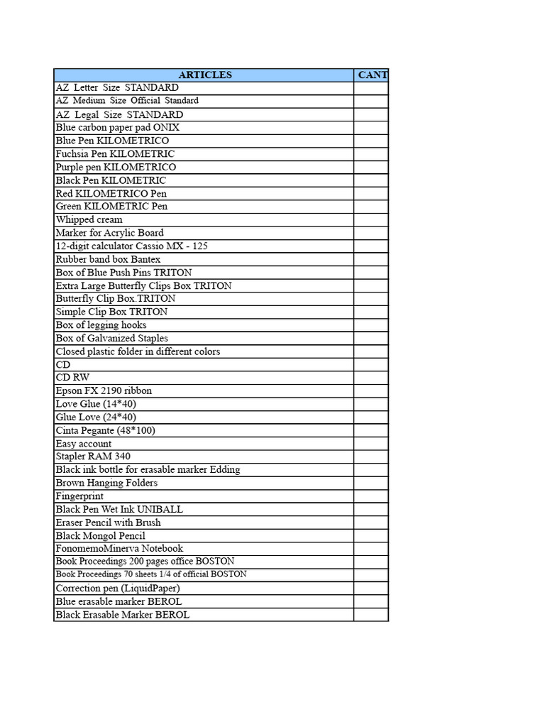 List of Stationery Items | PDF | Pen | Notebook