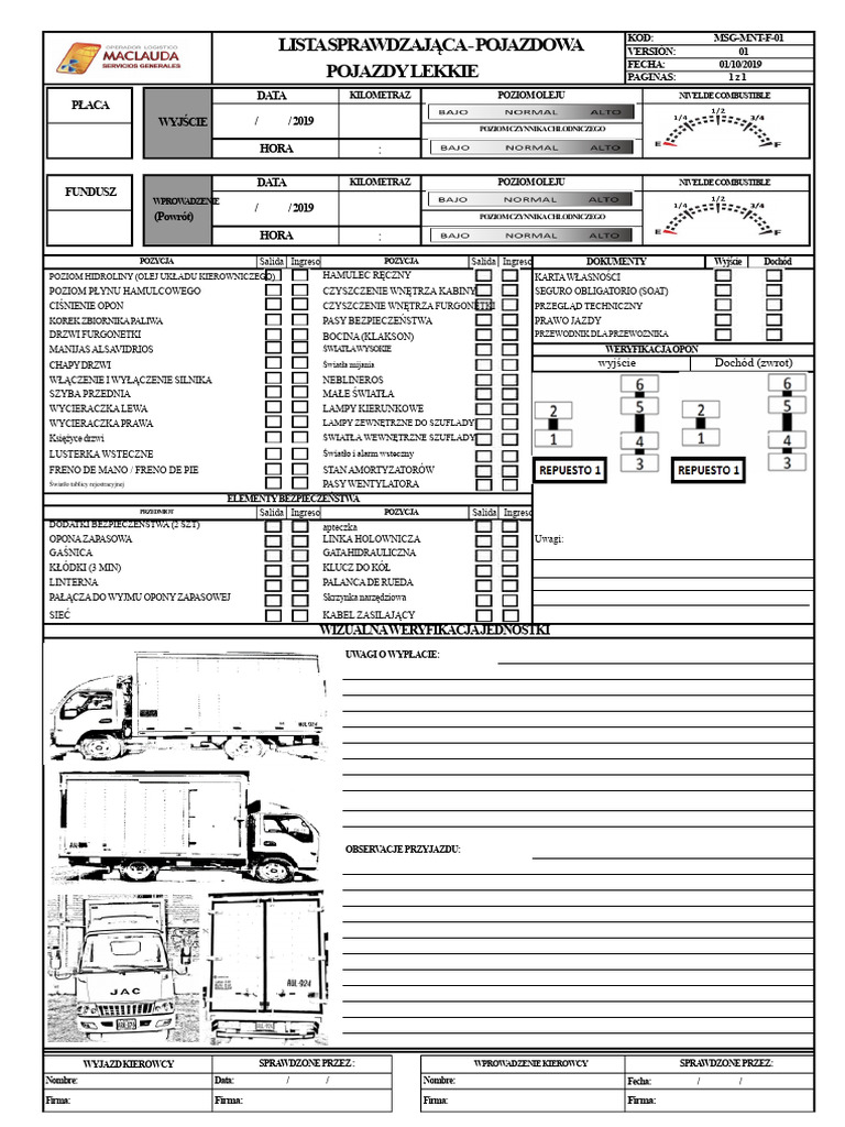 Format Kontroli MSG-MNT-F-01 I F-02 | PDF