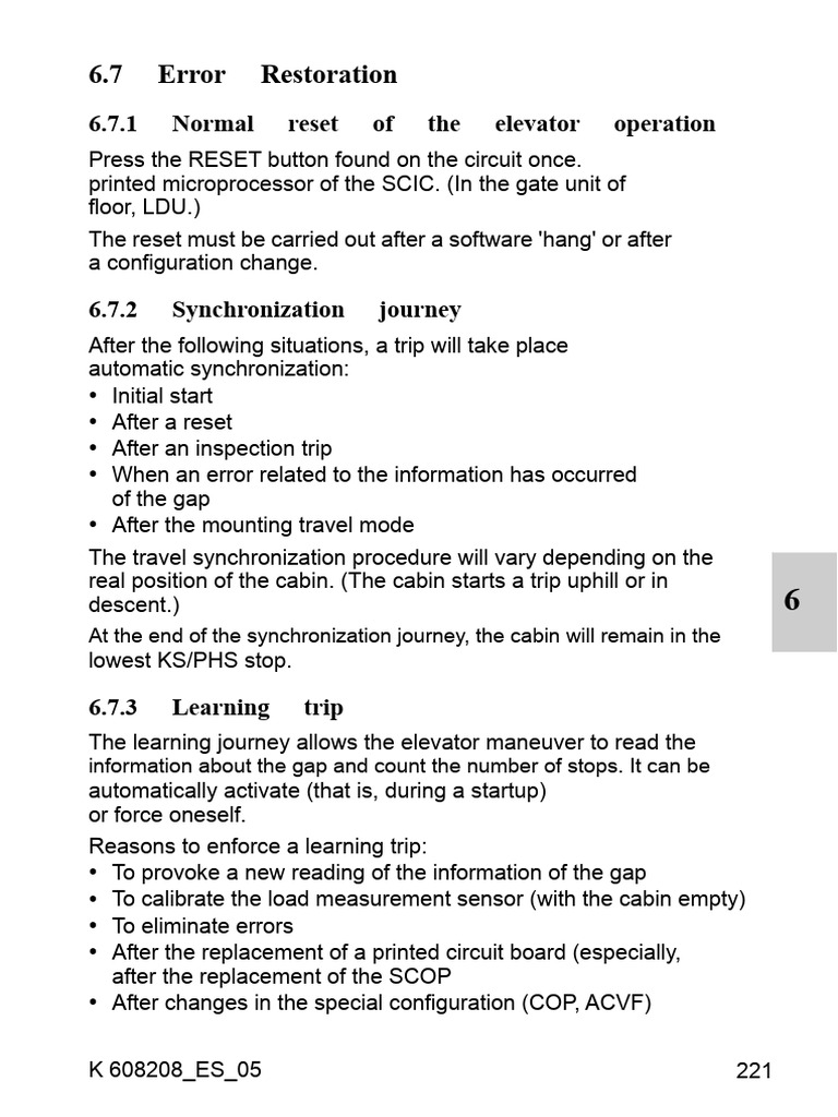 Elevator Error Restoration Procedures | PDF