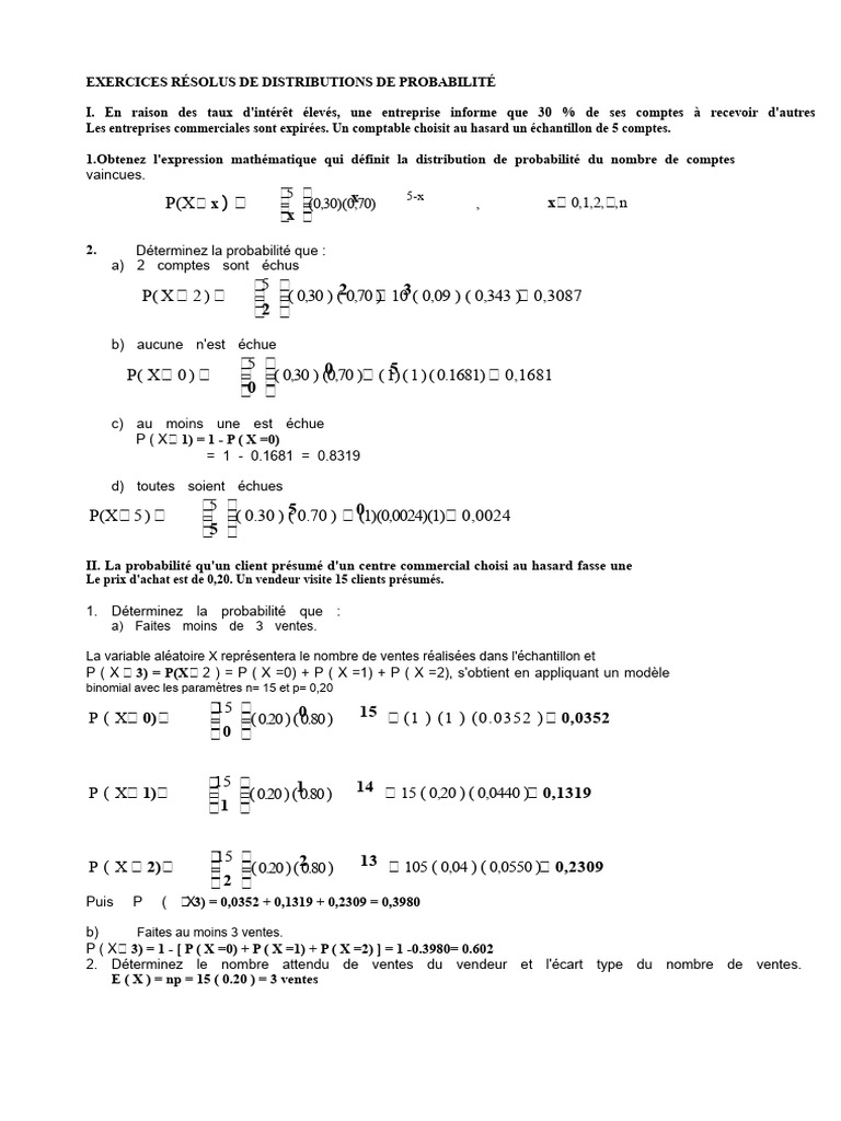 Exercices de Probabilités Résolus | PDF | Probabilité | Mesure ...