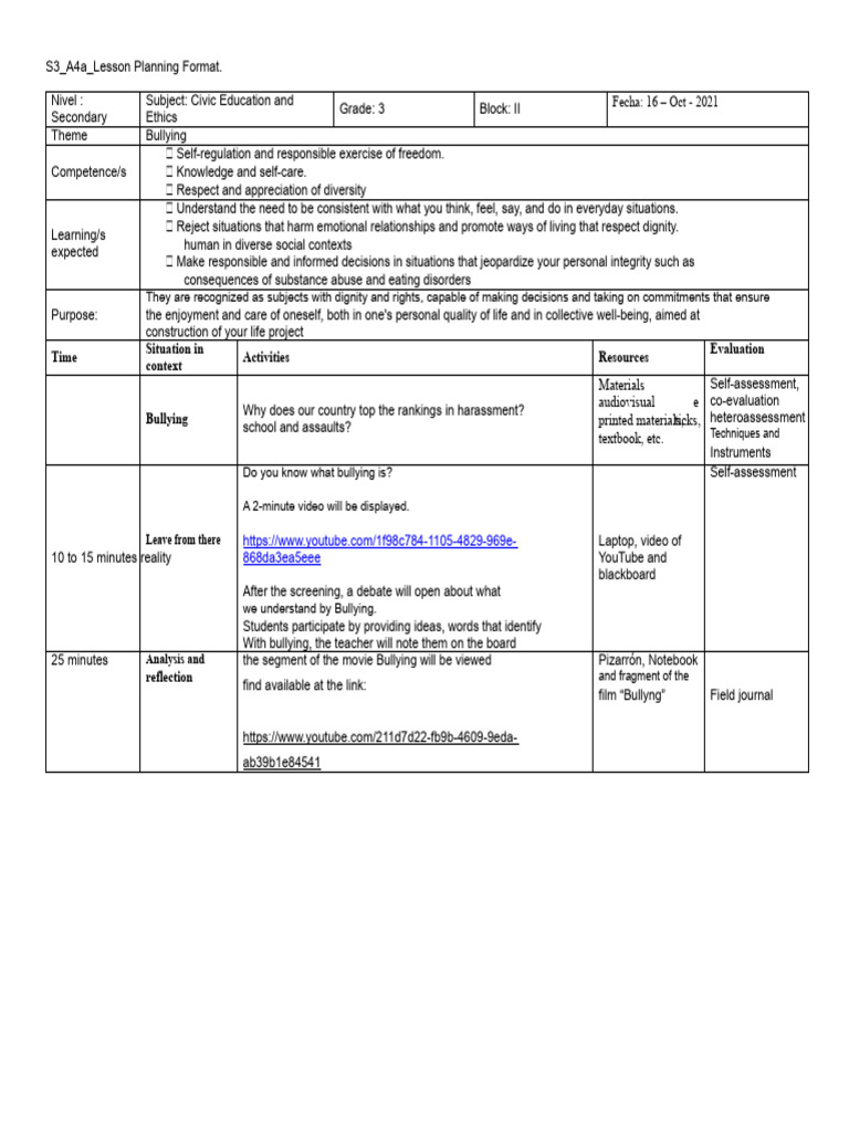 Bullying Prevention Lesson Plan | PDF | Cyberbullying | Bullying