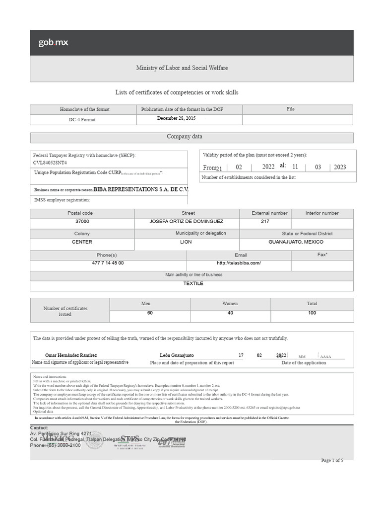 Competency Certificates for Workers in Mexico | PDF