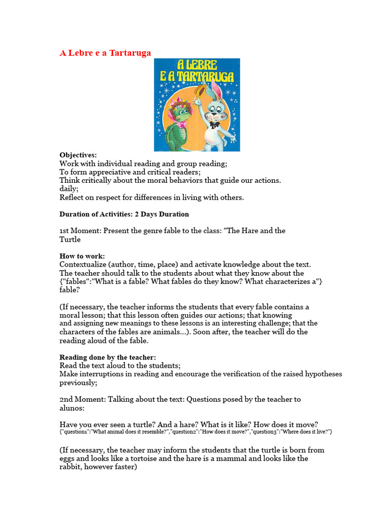 The Hare and the Tortoise | PDF | Turtle | Fable