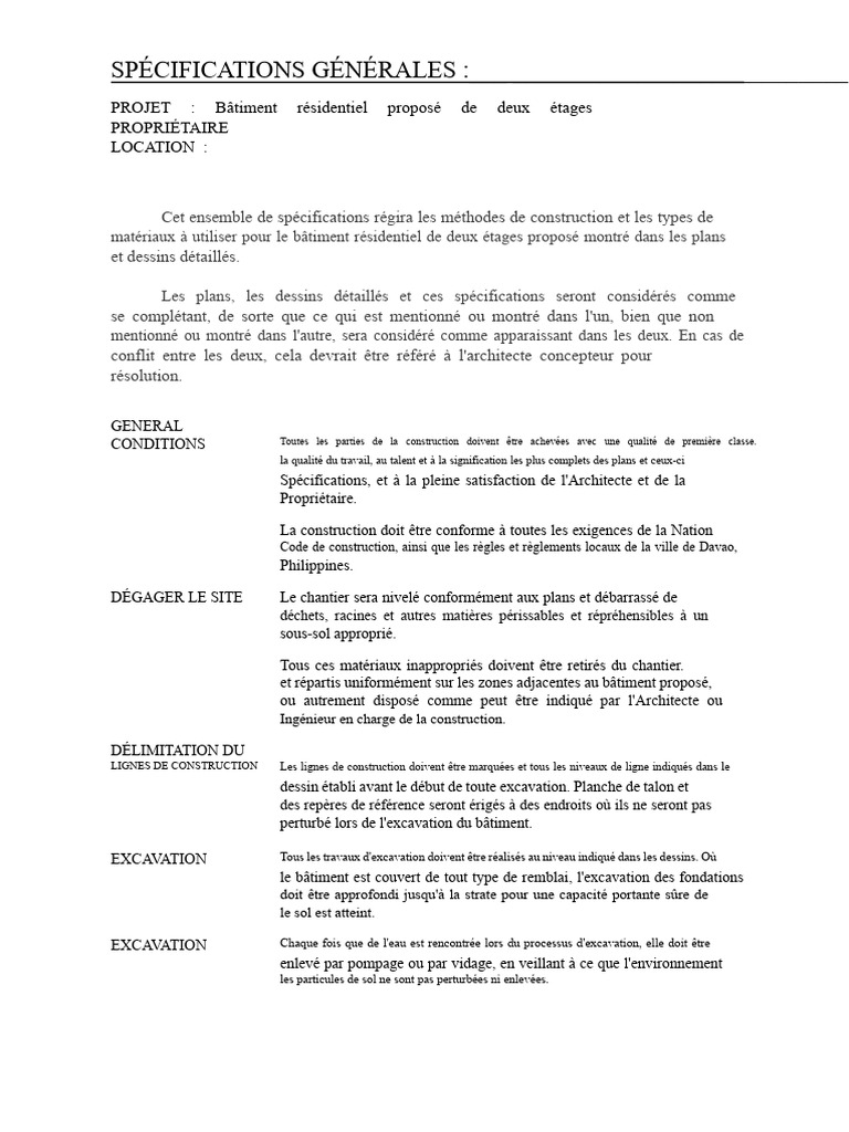 Exemples de Spécifications de Construction | PDF | Béton | Tuyau