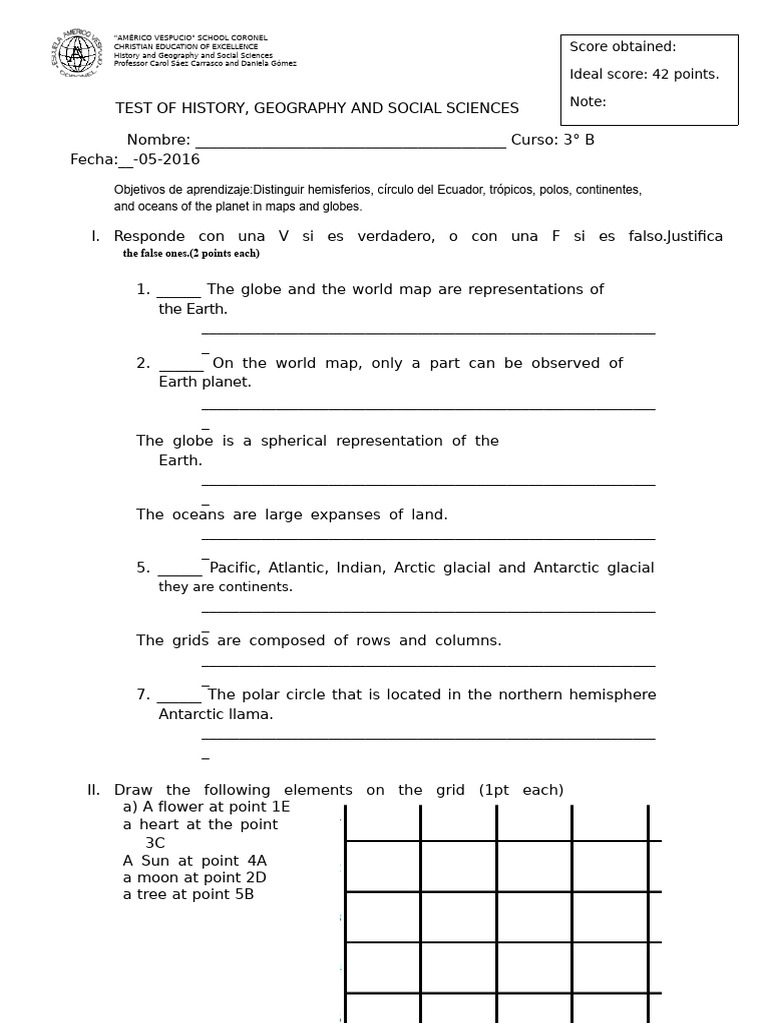 History and Geography Test for Students | PDF | Equator | Earth