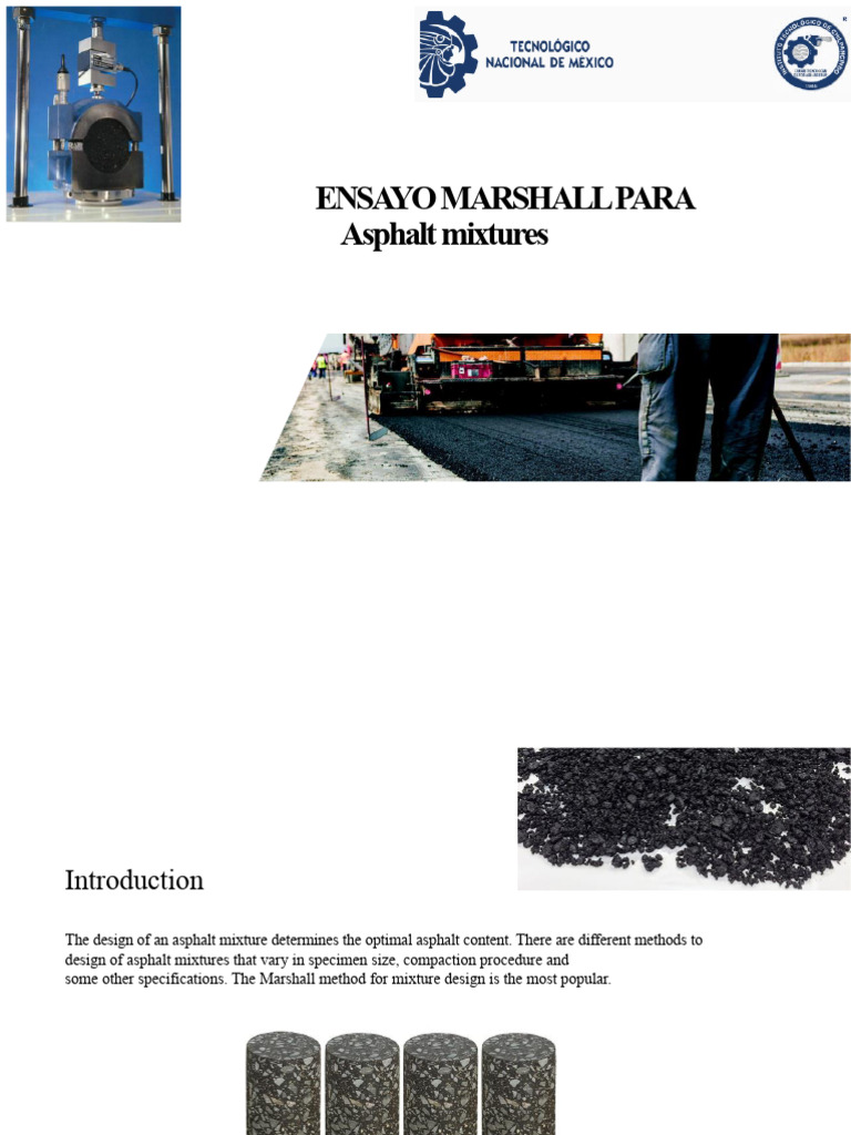 Marshall Method for Asphalt Mixture Design | PDF | Construction ...
