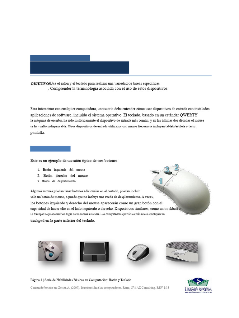 Uso básico del ratón y teclado | PDF | Botón (Computación) | Teclado