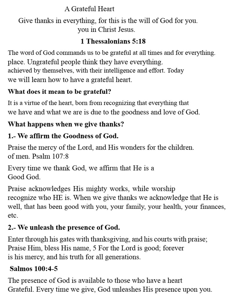 Cultivating a Grateful Heart | PDF | Gratitude | God