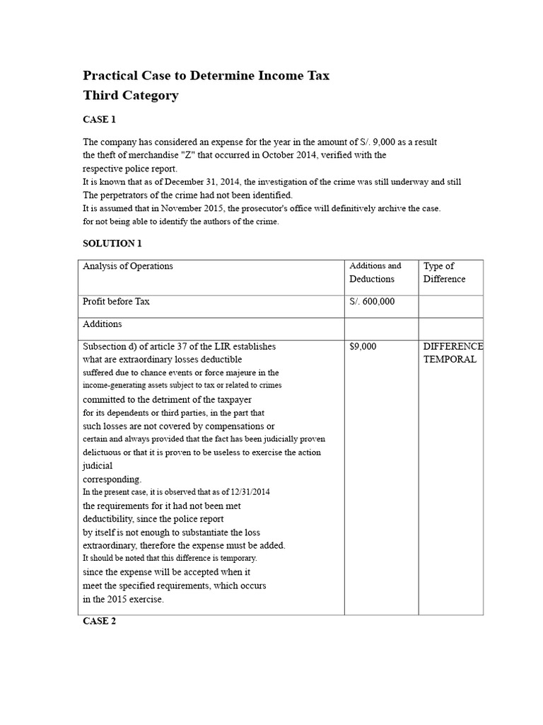Practical Case To Determine The Income Tax of The Third Category | PDF ...
