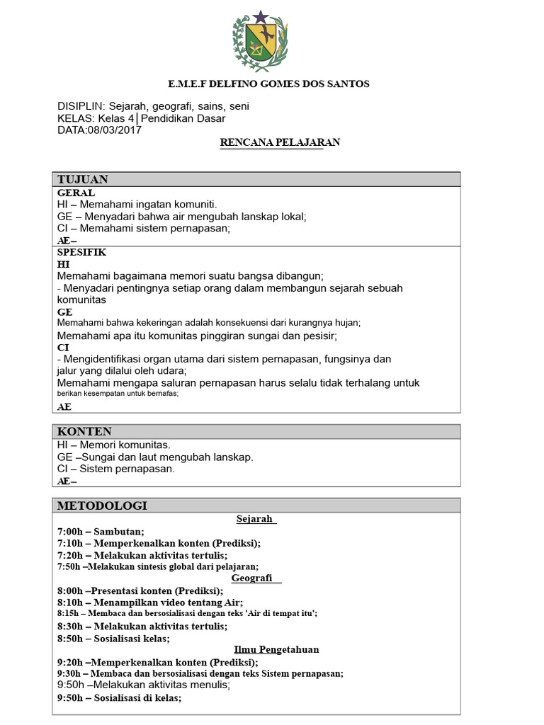 Rencana Kelas 4 Pdf
