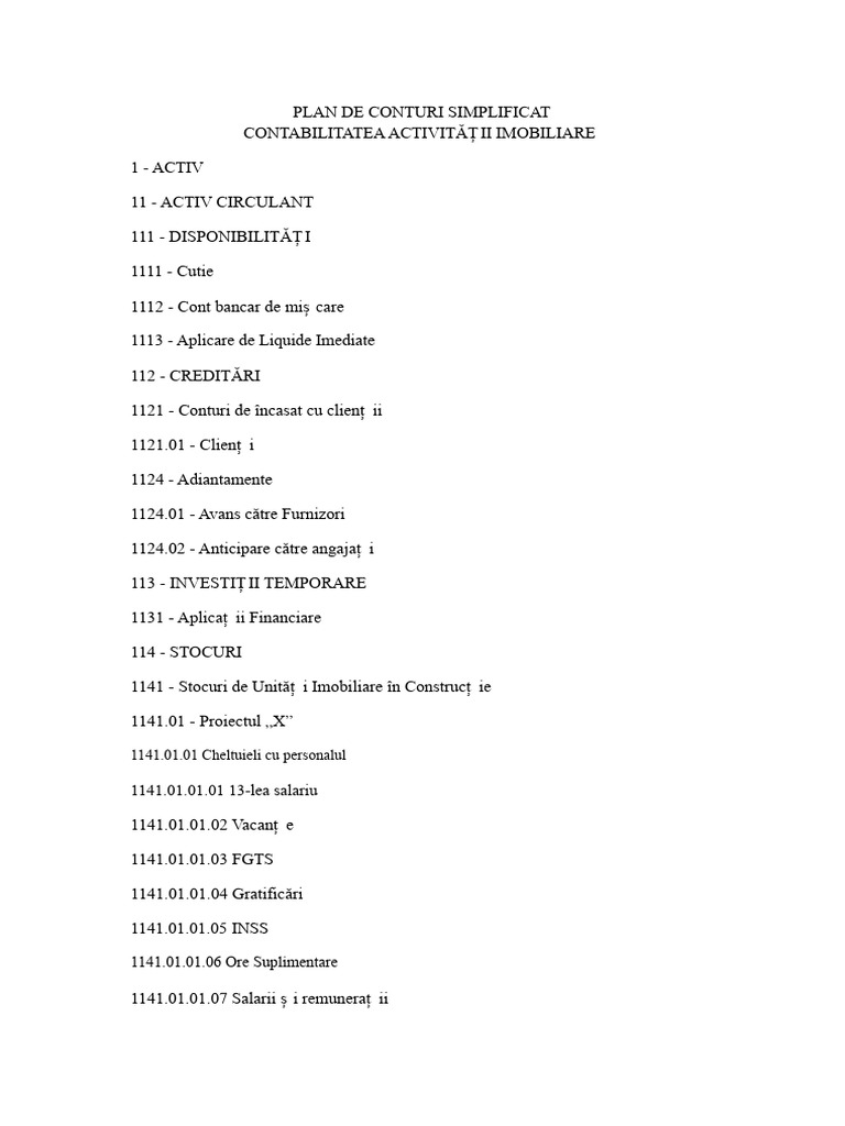 Plan de Conturi Simplificat | PDF