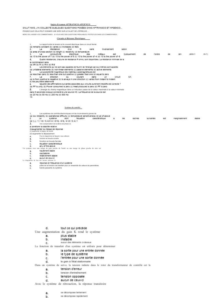 Questions d'examen APTRANSCO-APGENCO | PDF | Inducteur | Tension électrique