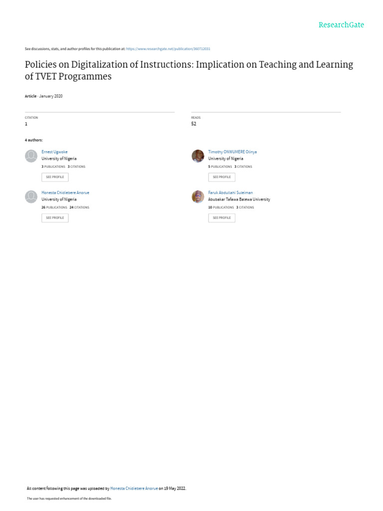 Digitalization Policies in TVET Education | PDF | Vocational Education ...