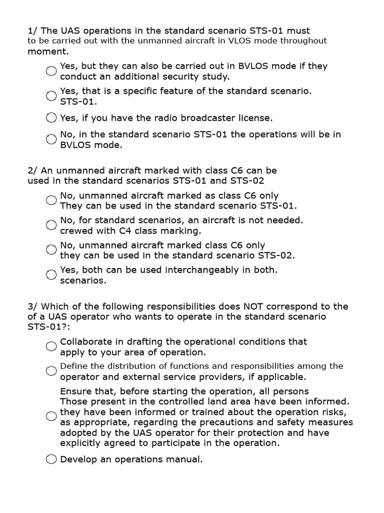 UAS Operations Guidelines for STS-01 and STS-02 | PDF | Unmanned Aerial ...