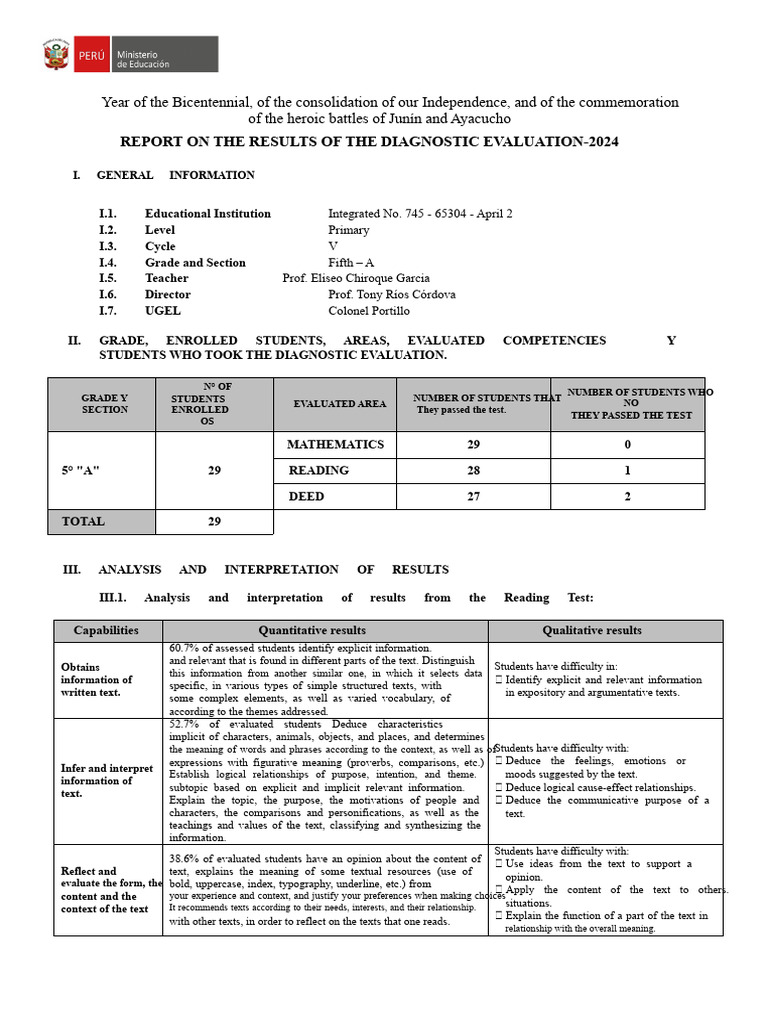 2024 Diagnostic Evaluation Results Report | PDF | Semantics ...