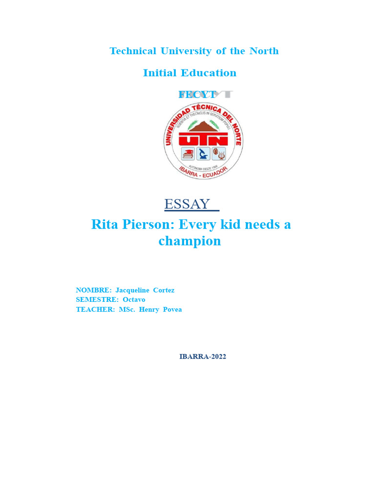 Rita Pierson: Championing Every Child | PDF | Psychology | Behavioural ...