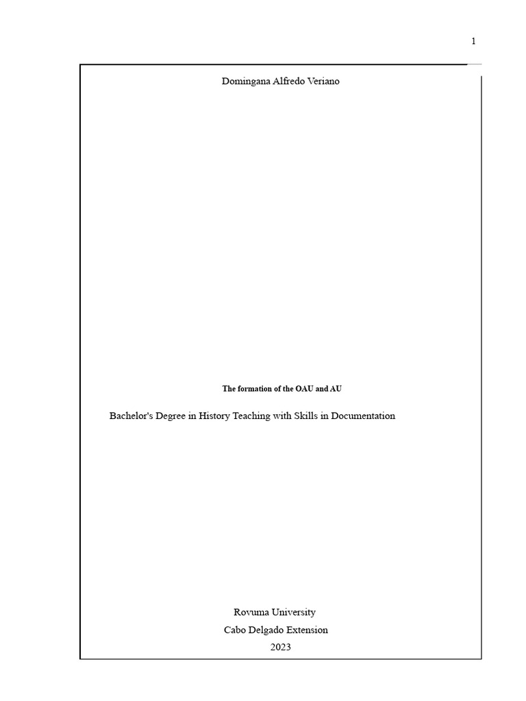 Formation of OAU and AU Explained | PDF | Pan Africanism | African Union
