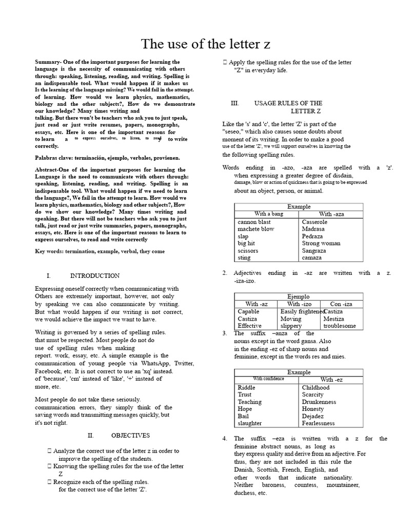 Use of The Z | PDF | Noun | Grammatical Gender