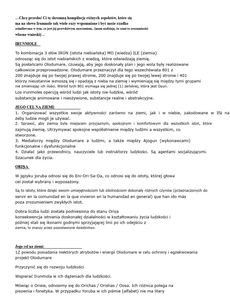 Jedno Słowo I Tysiąc Interpretacji Irunmole I Ebora | PDF