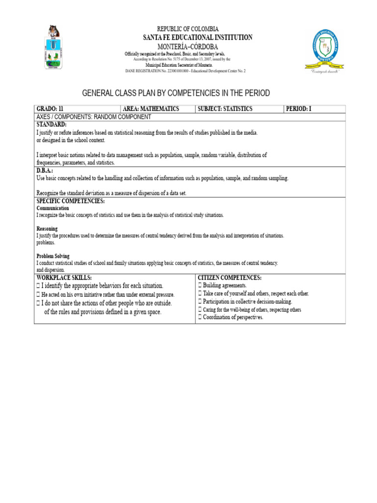 Statistics Class Plan 10 | PDF | Statistics | Cognition