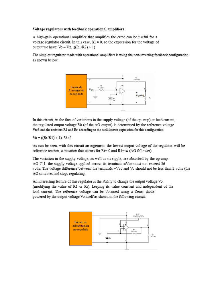 Operational Amplifier Voltage Regulators | PDF | Operational Amplifier ...
