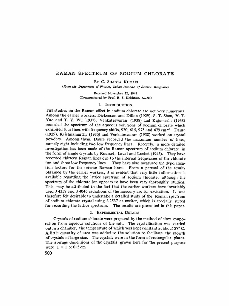 Raman Spectrum Analysis of Sodium Chlorate | PDF | Raman Spectroscopy ...
