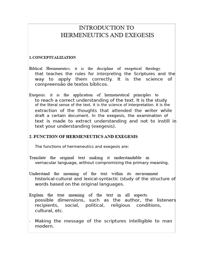 Understanding Hermeneutics and Exegesis | PDF | Exegesis | Hermeneutics