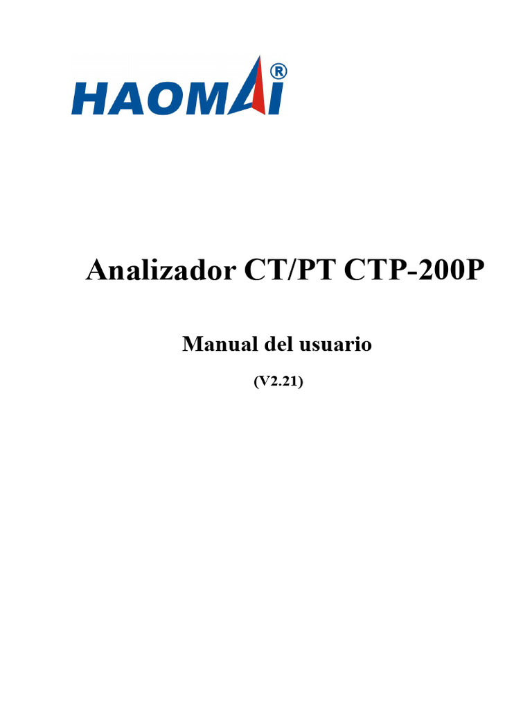 Manual Del Usuario para El Analizador CTPT CTP-200P (V2.21) - 2 | PDF ...