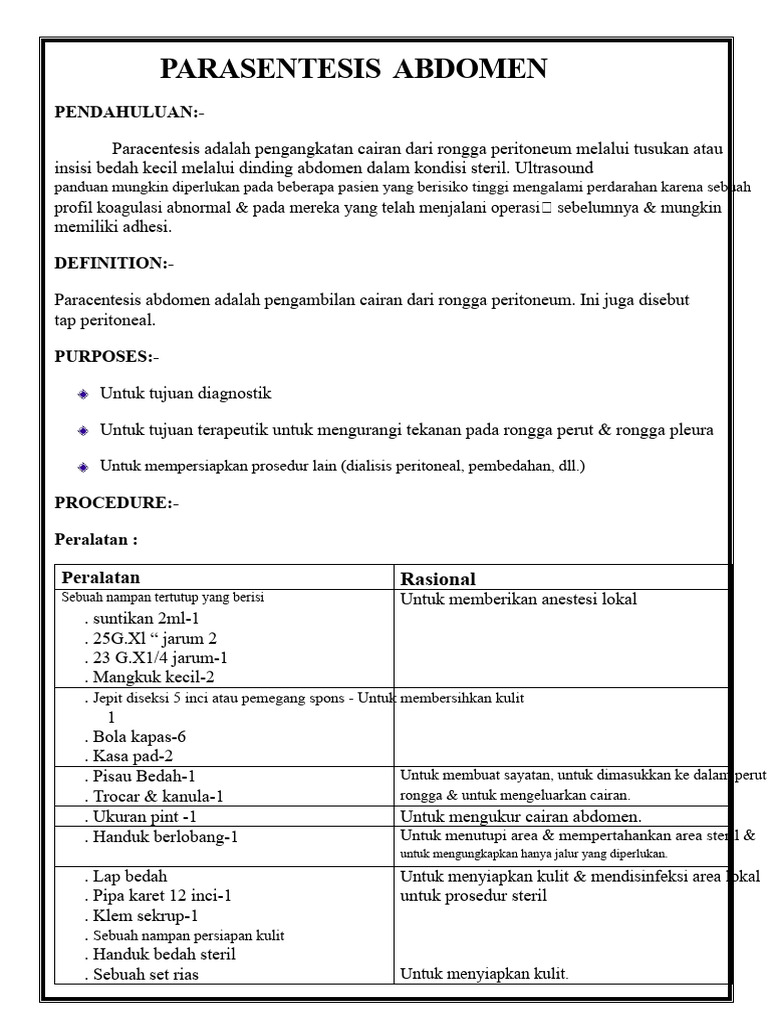 Panduan Paracentesis Abdomen Lengkap | PDF
