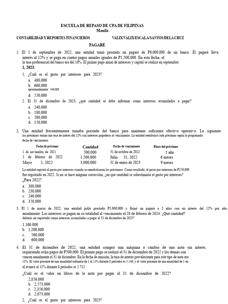 Ejercicios de Contabilidad y Finanzas CPA | PDF | Interés | Bancos