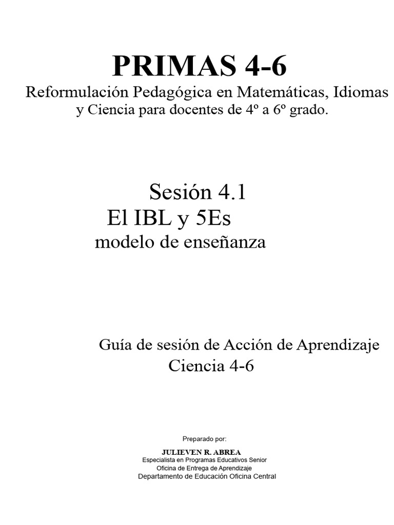 4.1 El IBL y El Modelo de Enseñanza 5es | PDF | Enseñando | Plan de ...