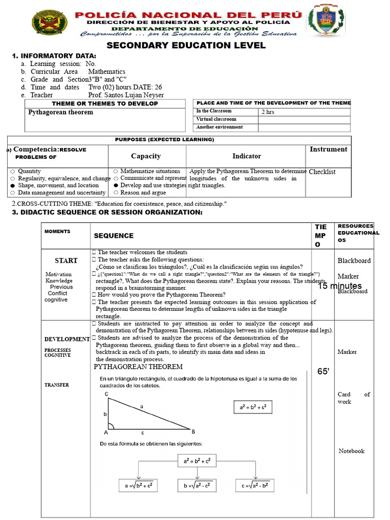 Pythagorean Theorem Lesson Plan | PDF | Euclidean Plane Geometry ...