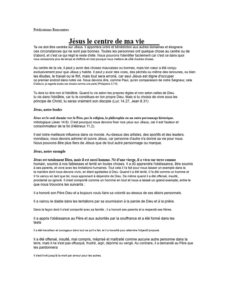 Jésus, le Centre de Notre Vie Spirituelle | PDF | Jésus | Dieu