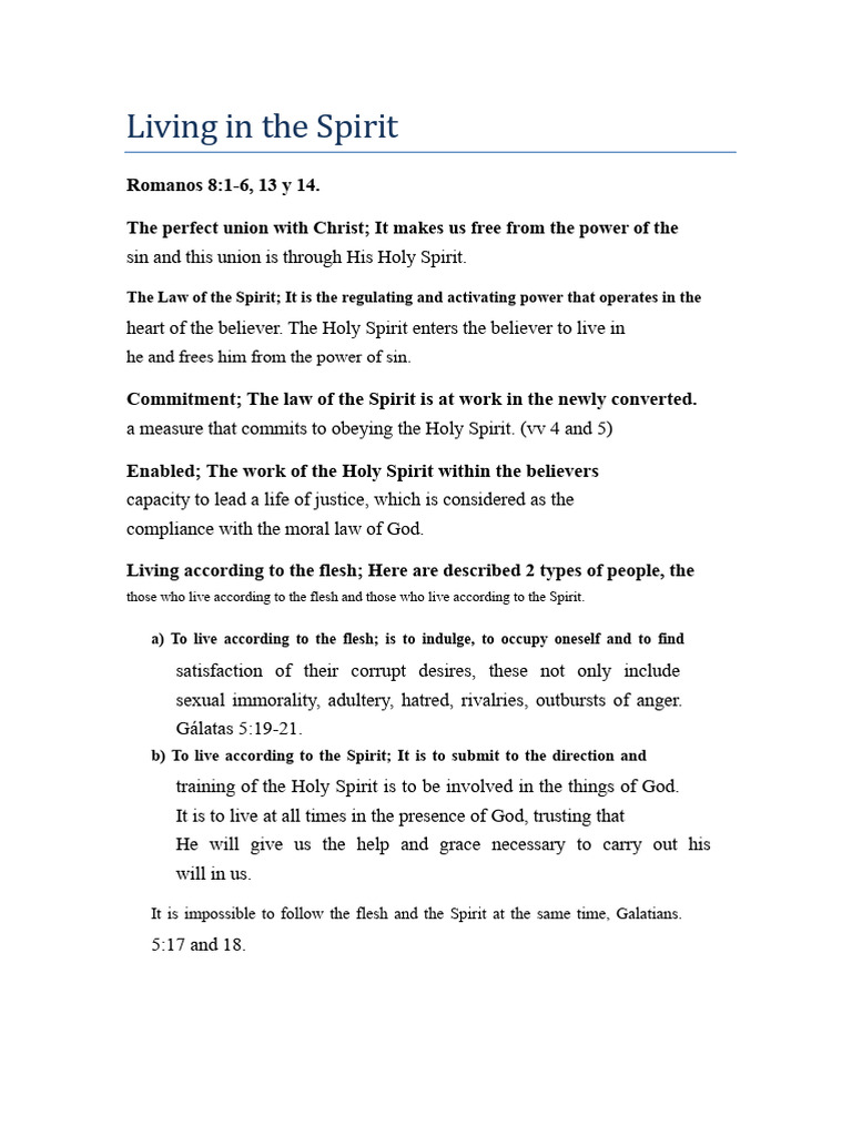 Living in The Spirit | PDF | Sin | Grace In Christianity
