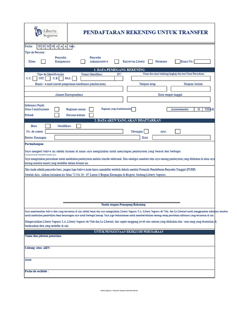Pendaftaran Rekening Transfer untuk Penyedia | PDF