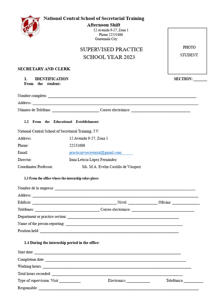 SUPERVISED PRACTICAL SHEET OFFICE WORKER (1) | PDF | Psychological Concepts