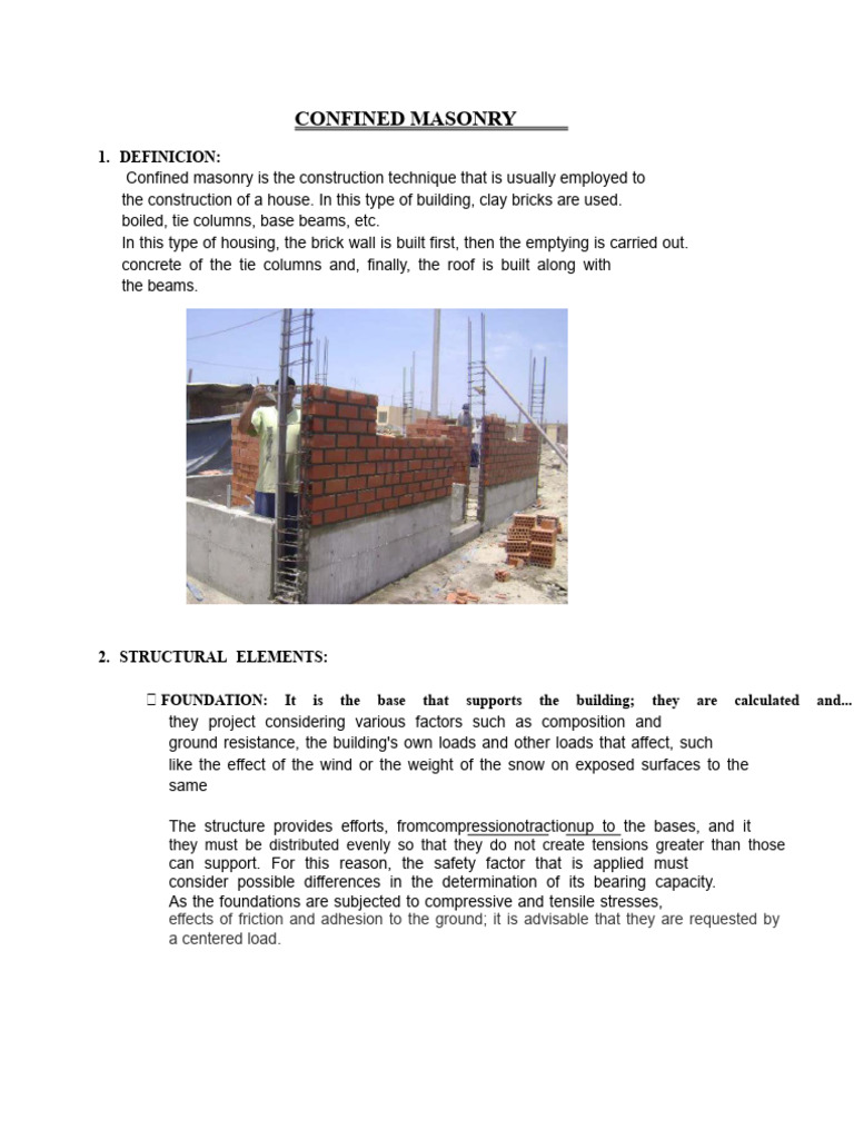 Confined Masonry Construction Guide | PDF | Concrete | Wall